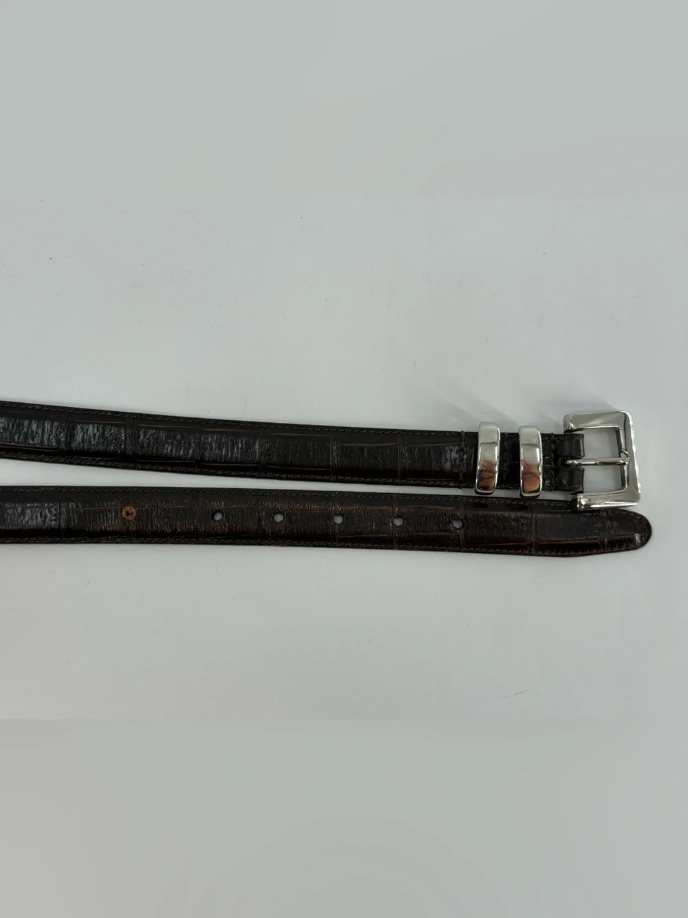 Vintage Stone Mountain Croc Embossed Dark Brown Leather‎ Belt L